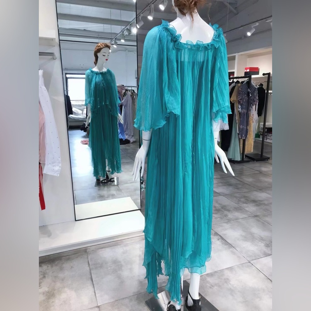 US 4 ALBERTA FERRETTI Romantic Blue Maxi Dress NWT - Picture 5 of 10